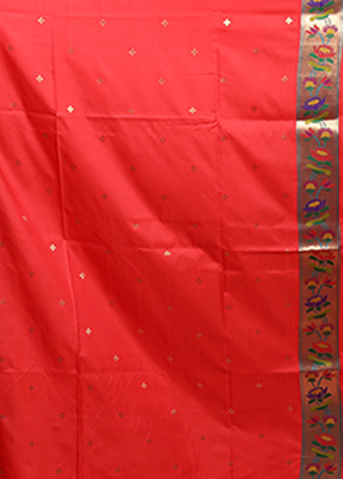 Red Dupion Silk Saree With Blouse Piece