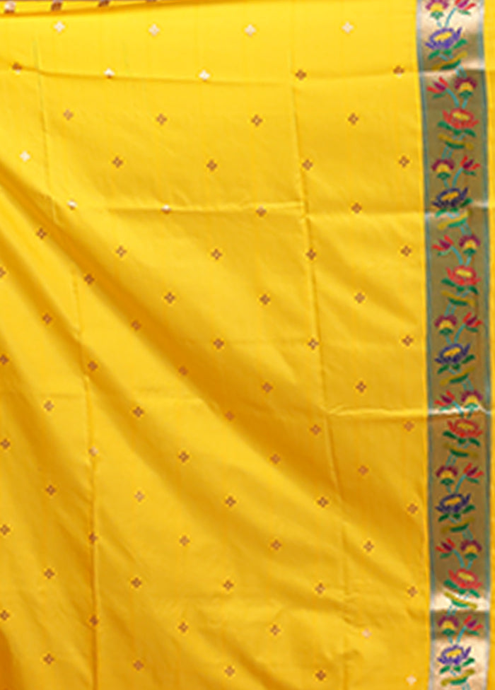 Yellow Dupion Silk Saree With Blouse Piece