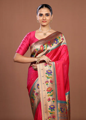 Pink Dupion Silk Saree With Blouse Piece