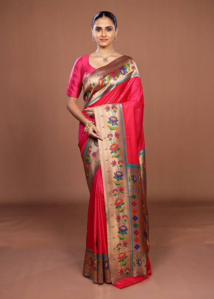 Pink Dupion Silk Saree With Blouse Piece