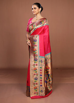 Pink Dupion Silk Saree With Blouse Piece