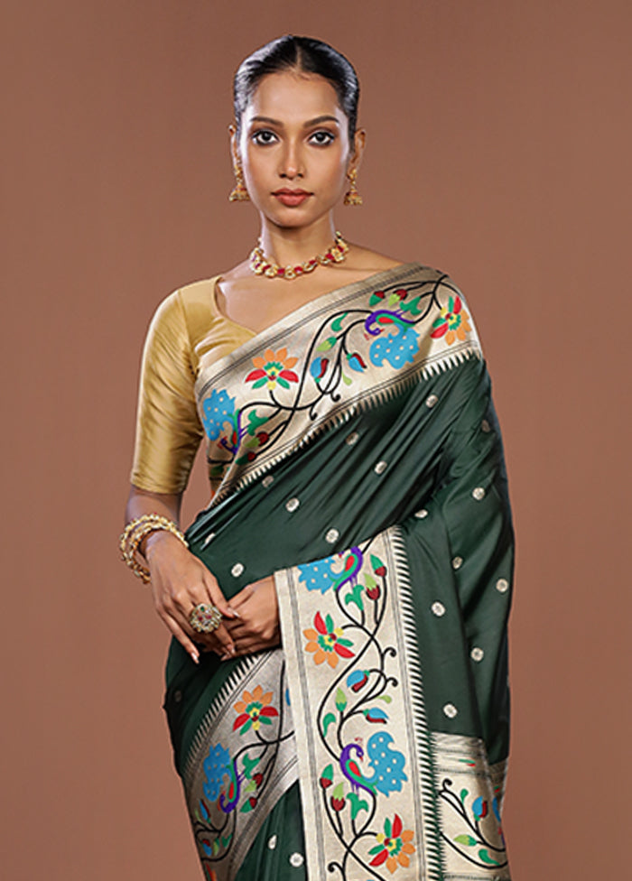 Green Dupion Silk Saree With Blouse Piece