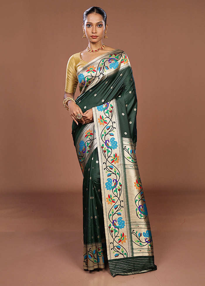 Green Dupion Silk Saree With Blouse Piece