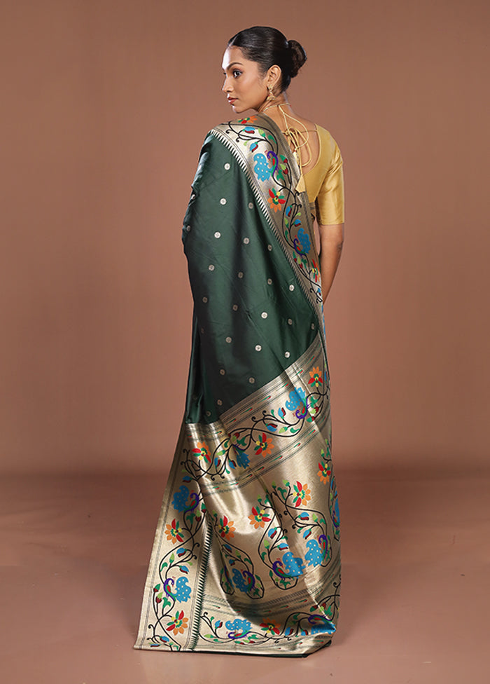 Green Dupion Silk Saree With Blouse Piece