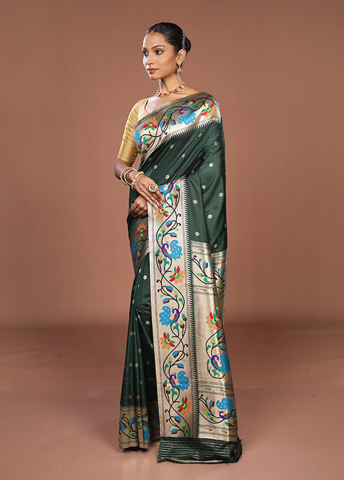 Green Dupion Silk Saree With Blouse Piece