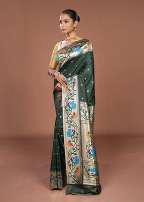 Green Dupion Silk Saree With Blouse Piece