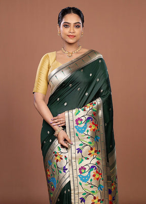 Green Dupion Silk Saree With Blouse Piece