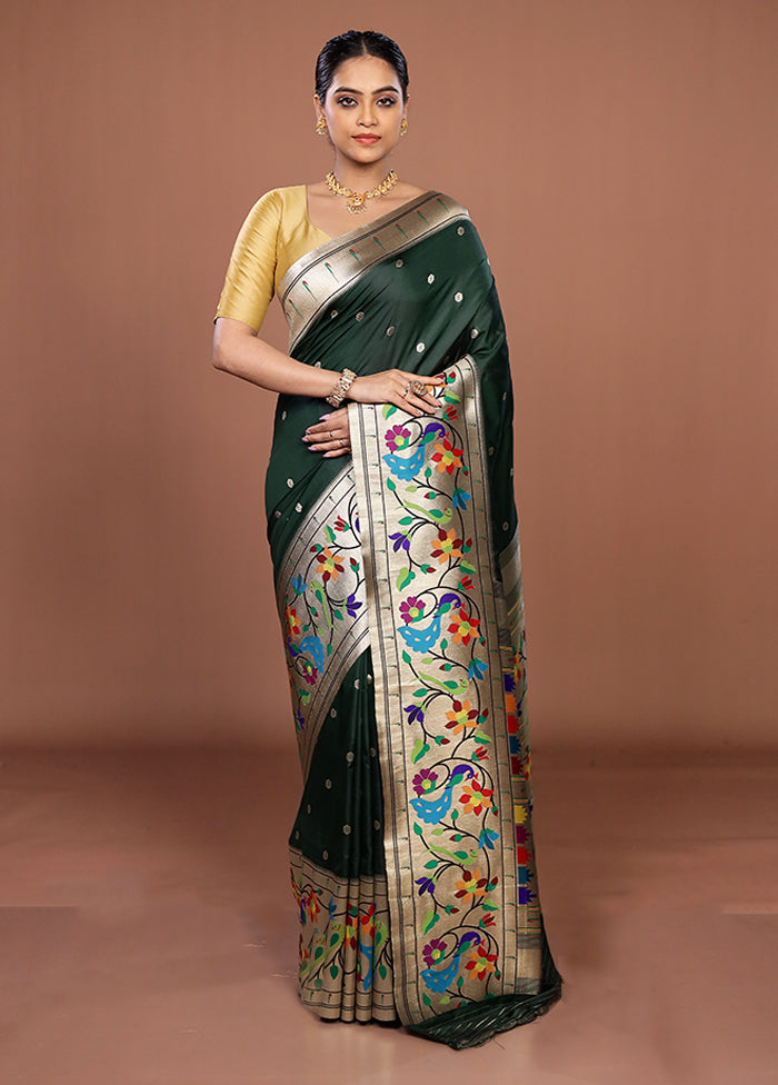 Green Dupion Silk Saree With Blouse Piece