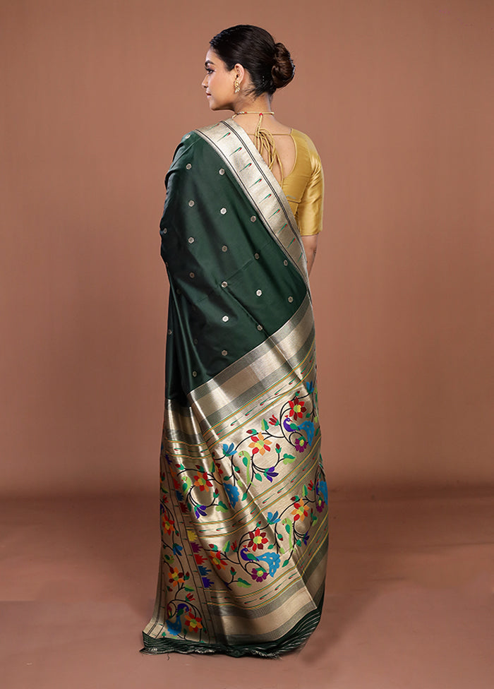 Green Dupion Silk Saree With Blouse Piece