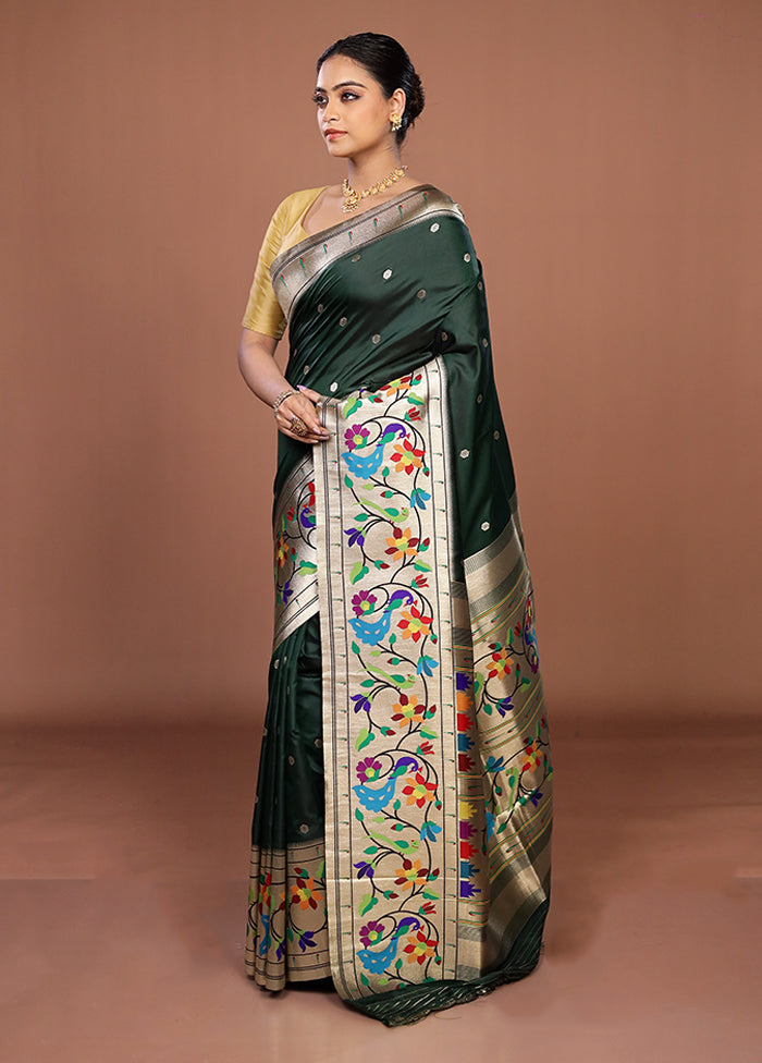 Green Dupion Silk Saree With Blouse Piece