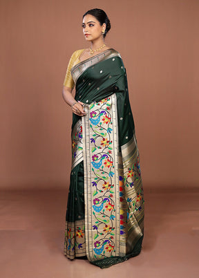 Green Dupion Silk Saree With Blouse Piece