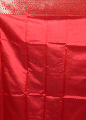 Red Handloom Pure Organza Saree With Blouse Piece