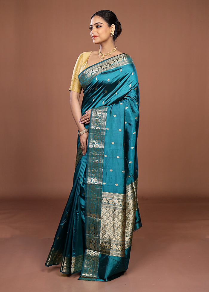 Green Handloom Katan Pure Silk Saree With Blouse Piece