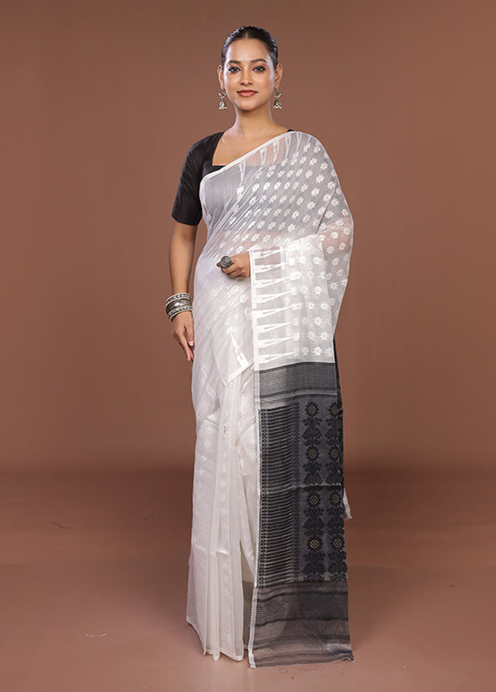 Black Jamdani Cotton Saree Without Blouse Piece