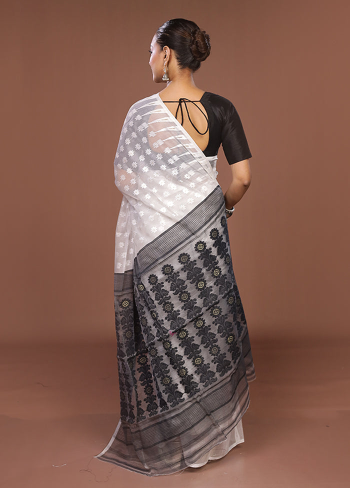 Black Jamdani Cotton Saree Without Blouse Piece