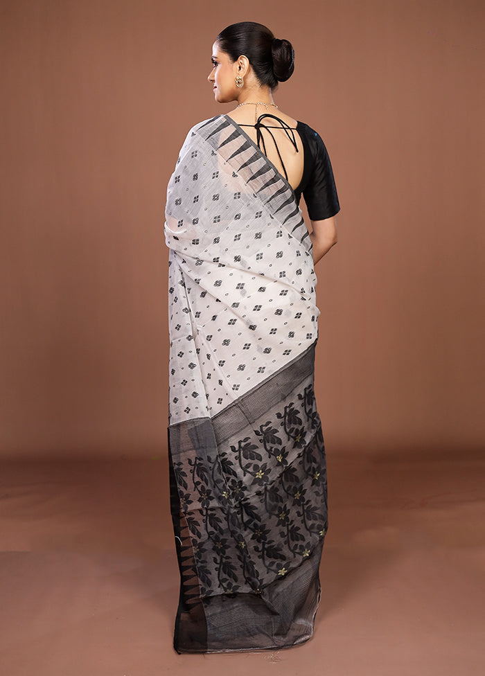 Black Jamdani Cotton Saree Without Blouse Piece