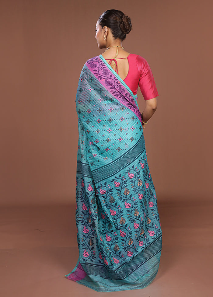 Green Jamdani Cotton Saree Without Blouse Piece