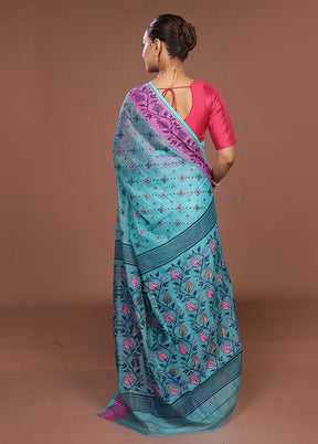Green Jamdani Cotton Saree Without Blouse Piece