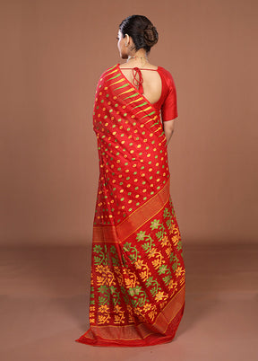 Red Jamdani Cotton Saree Without Blouse Piece