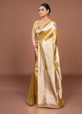 Yellow Tissue Silk Saree With Blouse Piece