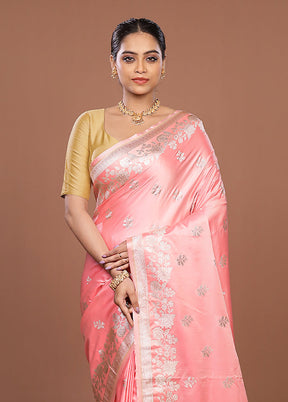 Pink Katan Silk Saree With Blouse Piece