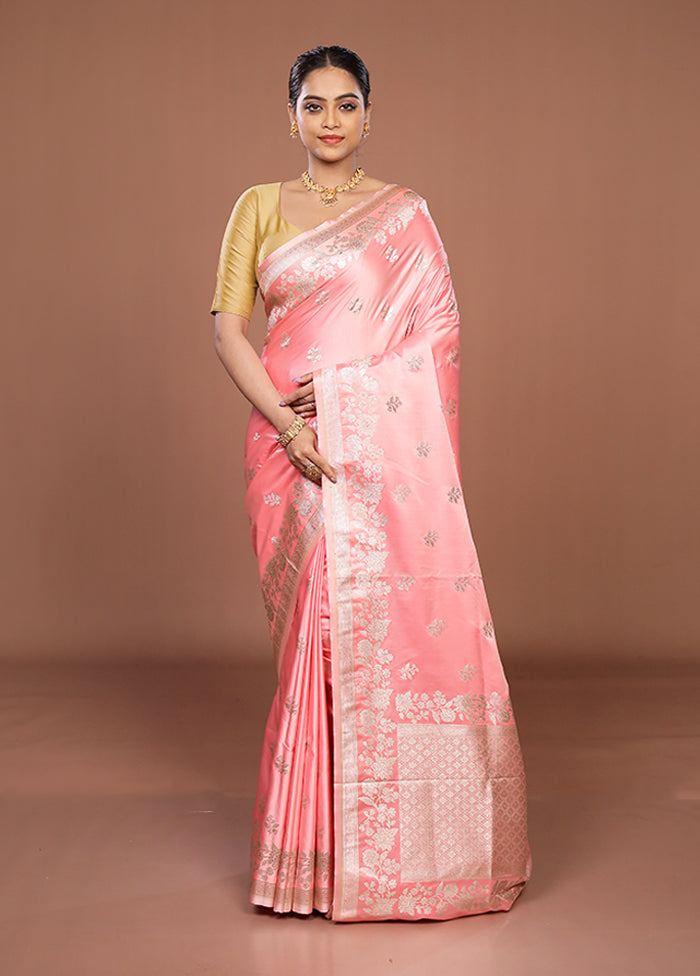 Pink Katan Silk Saree With Blouse Piece