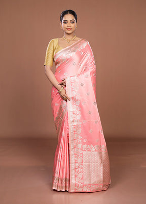 Pink Katan Silk Saree With Blouse Piece