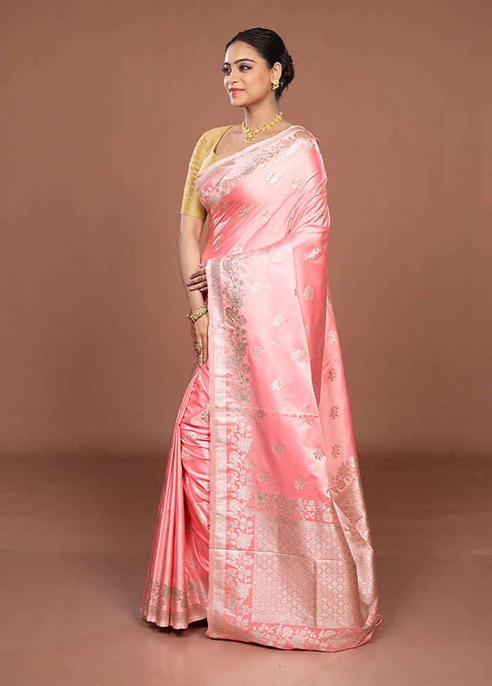 Pink Katan Silk Saree With Blouse Piece