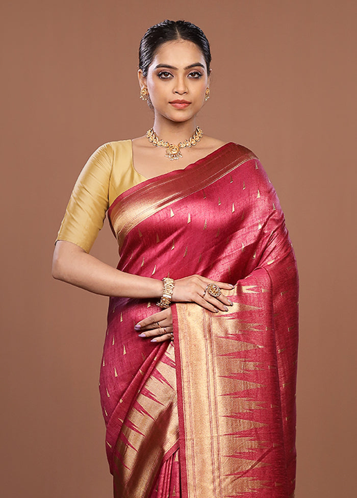 Pink Dupion Silk Saree With Blouse Piece
