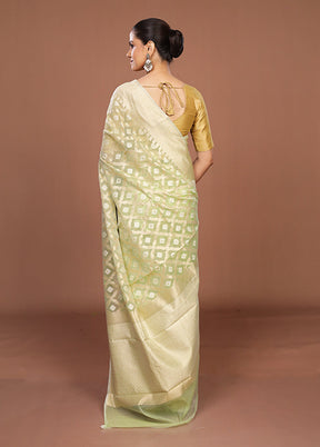 Green Kora Silk Saree With Blouse Piece