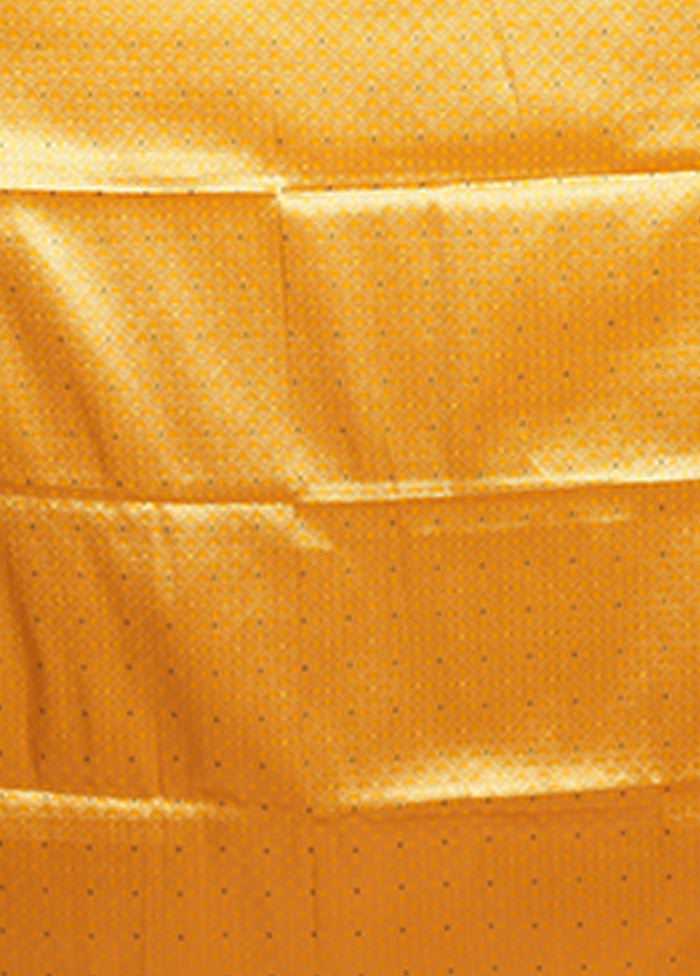 Yellow Dupion Silk Saree With Blouse Piece