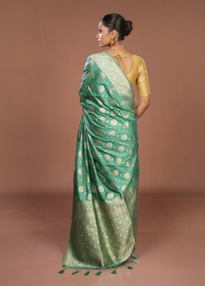 Green Dupion Silk Saree With Blouse Piece