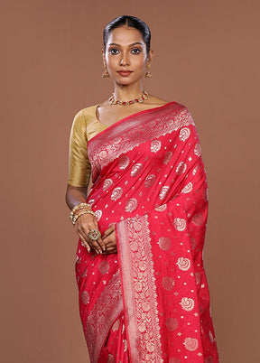 Pink Dupion Silk Saree With Blouse Piece