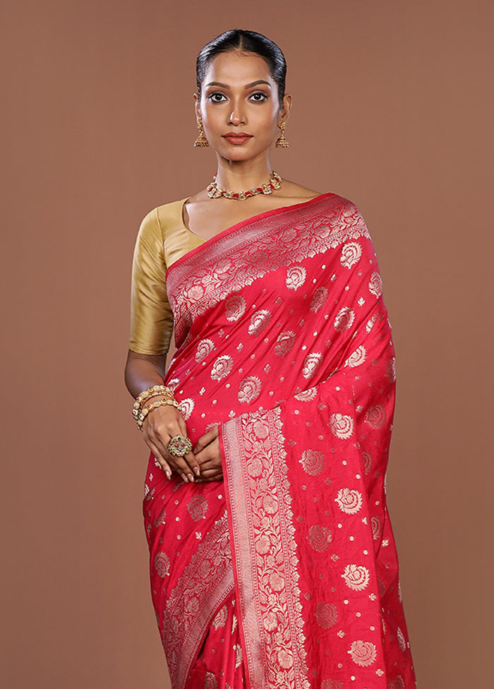 Pink Dupion Silk Saree With Blouse Piece