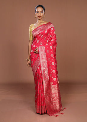 Pink Dupion Silk Saree With Blouse Piece