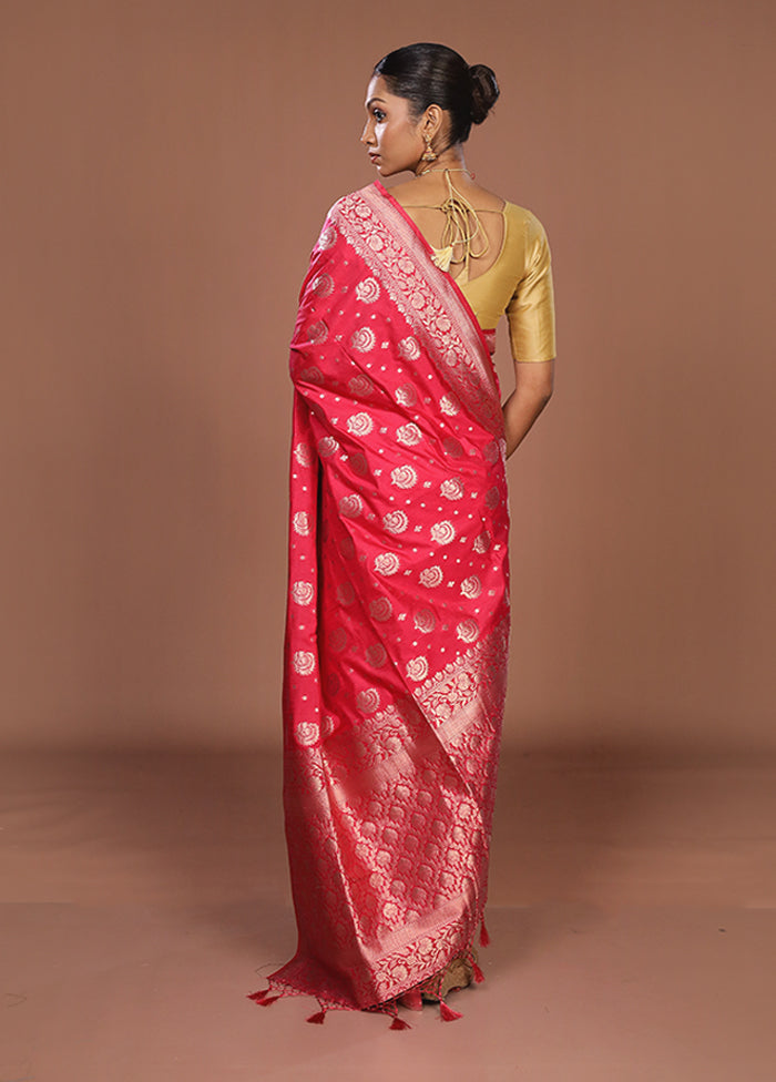 Pink Dupion Silk Saree With Blouse Piece