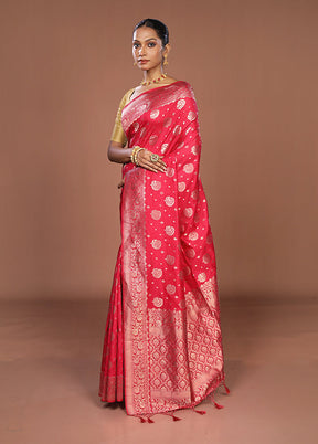 Pink Dupion Silk Saree With Blouse Piece
