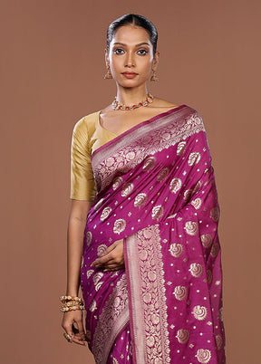 Purple Dupion Silk Saree With Blouse Piece