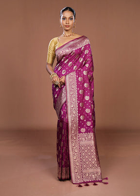 Purple Dupion Silk Saree With Blouse Piece