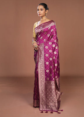 Purple Dupion Silk Saree With Blouse Piece