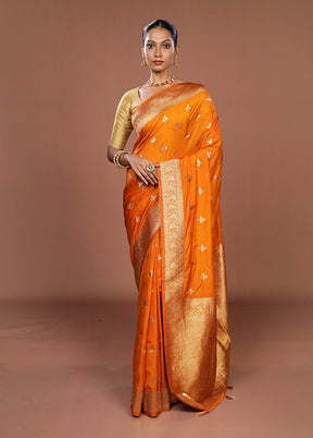 Yellow Dupion Silk Saree With Blouse Piece