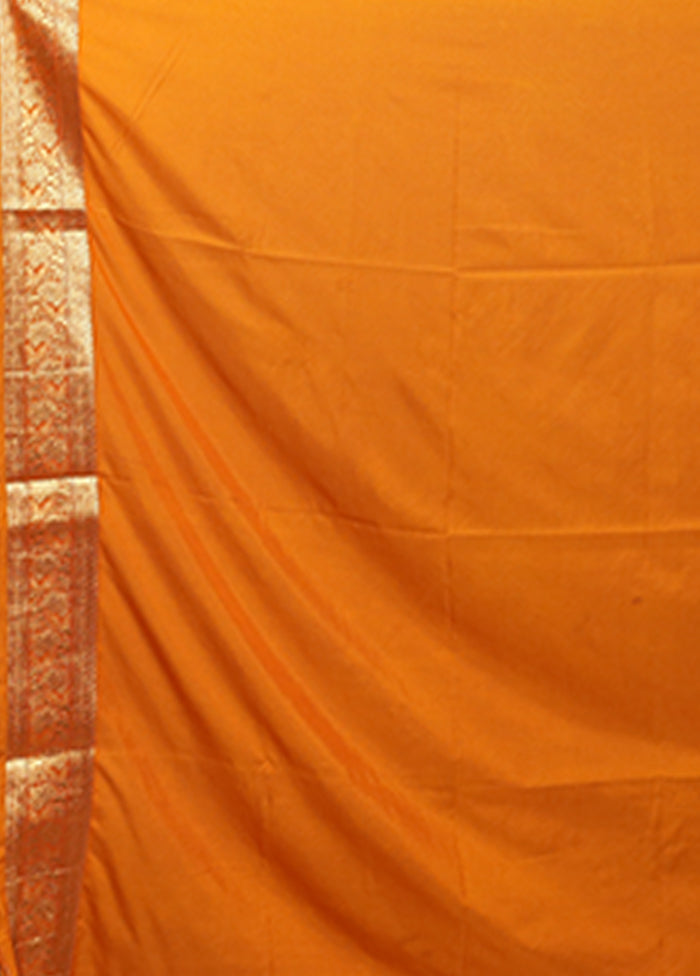 Yellow Dupion Silk Saree With Blouse Piece