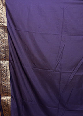 Blue Dupion Silk Saree With Blouse Piece