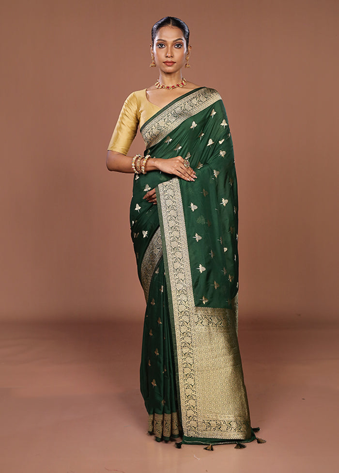 Green Dupion Silk Saree With Blouse Piece