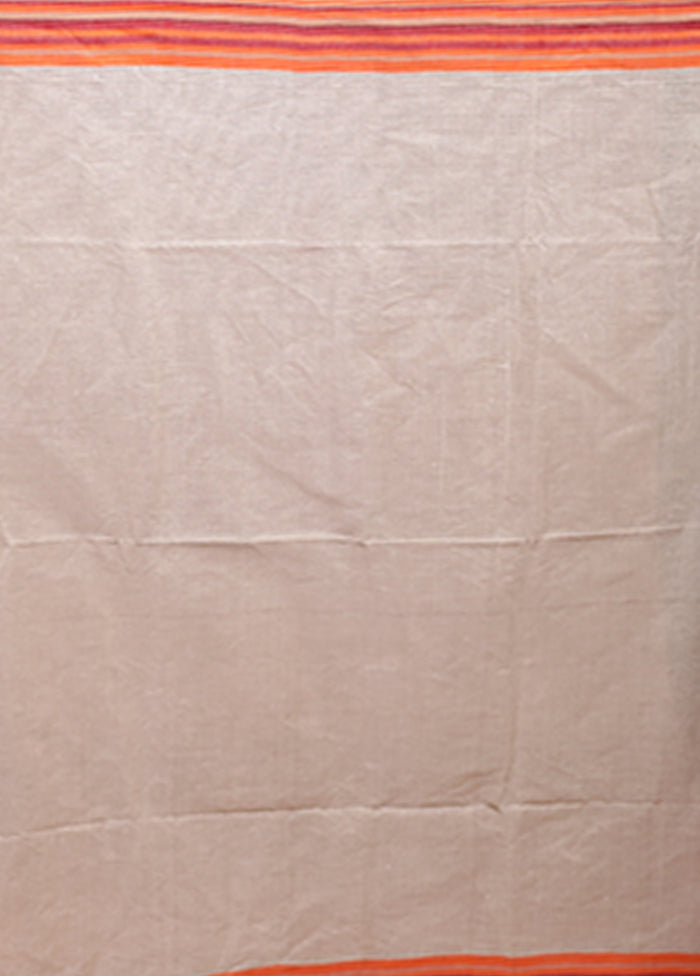 Cream Jamdani Cotton Saree Without Blouse Piece