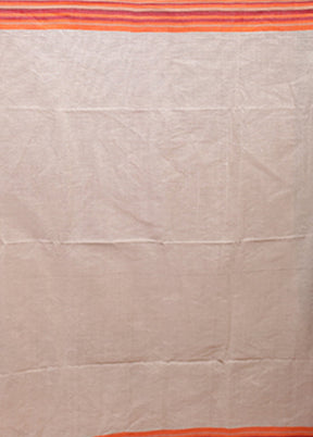 Cream Jamdani Cotton Saree Without Blouse Piece