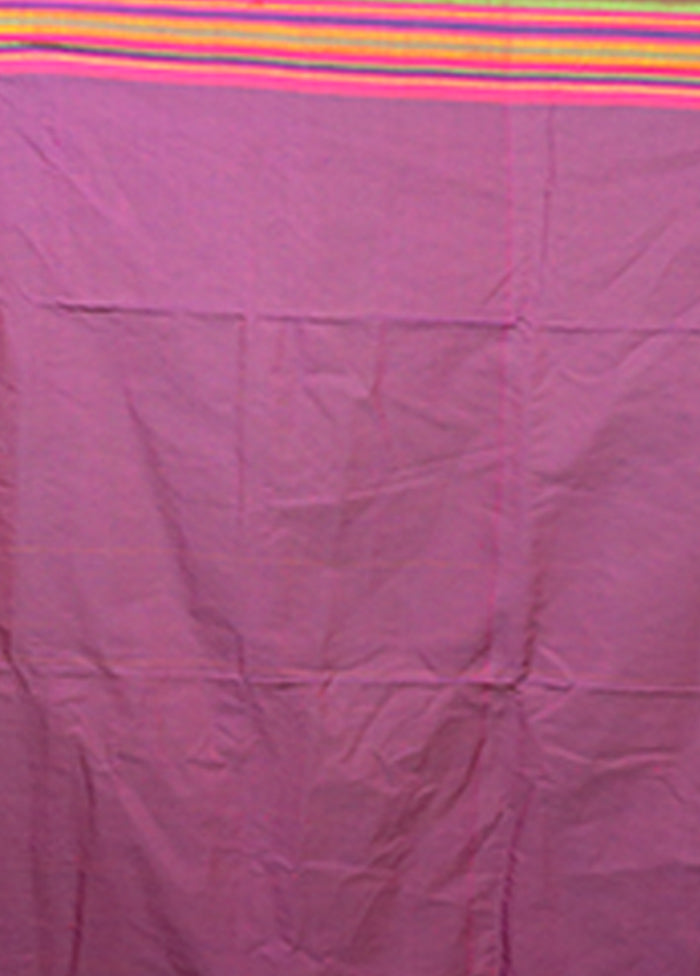 Purple Jamdani Cotton Saree Without Blouse Piece