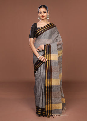 Grey Jamdani Cotton Saree Without Blouse Piece