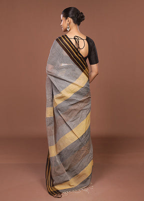Grey Jamdani Cotton Saree Without Blouse Piece