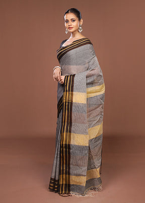 Grey Jamdani Cotton Saree Without Blouse Piece